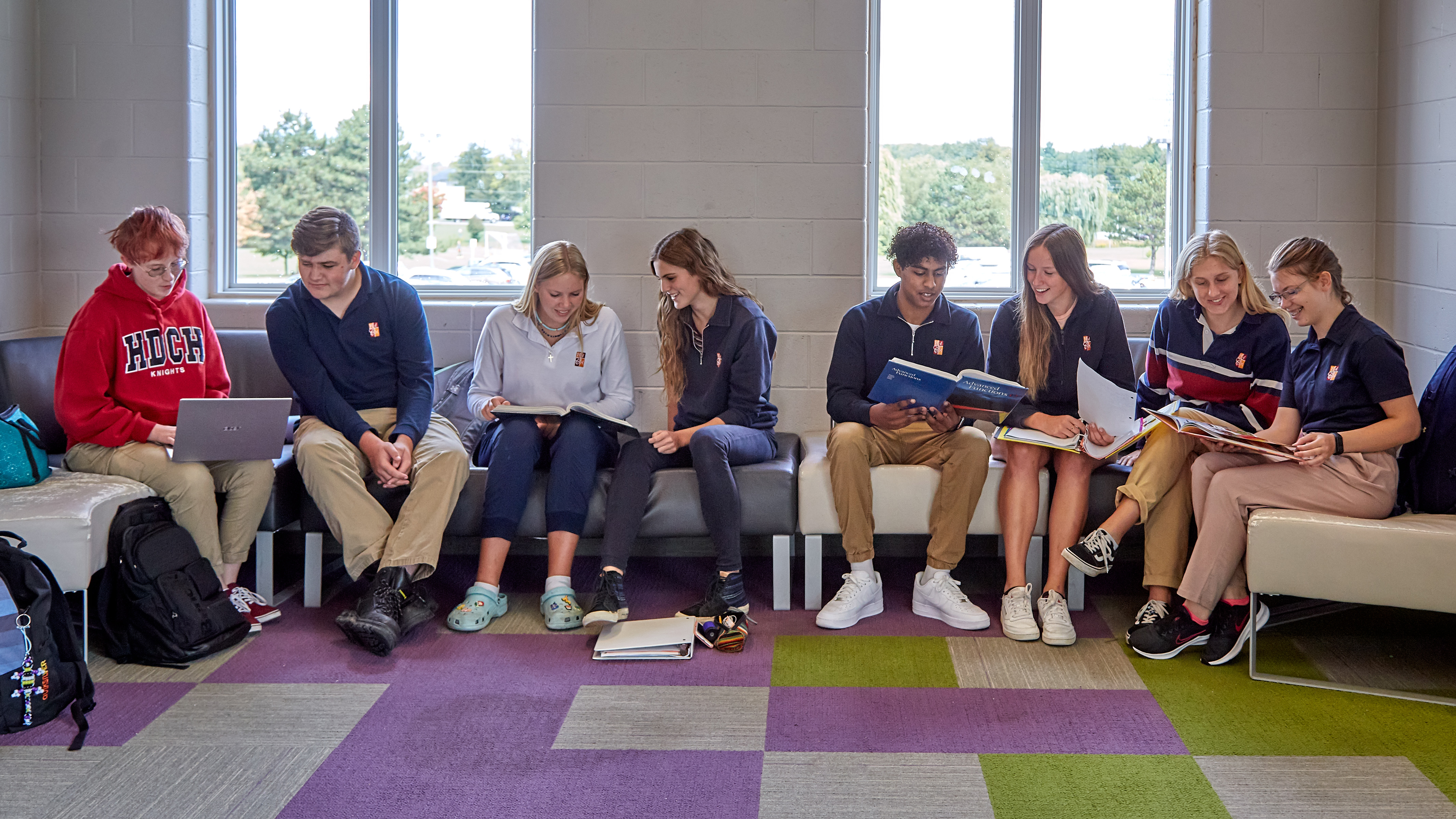students working together in the school