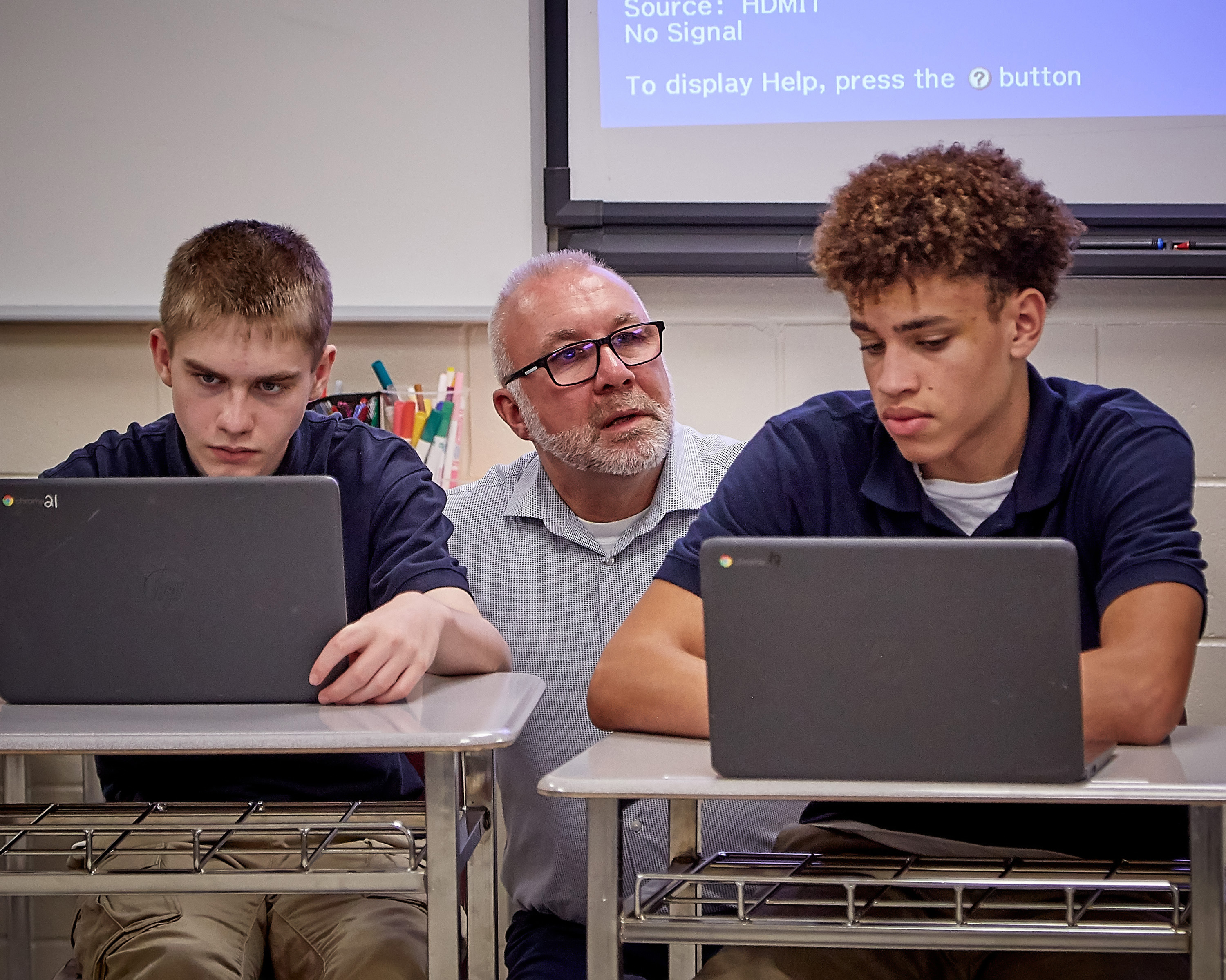 Students with their projects