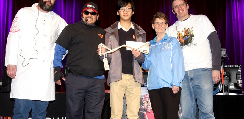 Harry Chen Mohawk College Popsicle Stick Bridge contest winner.